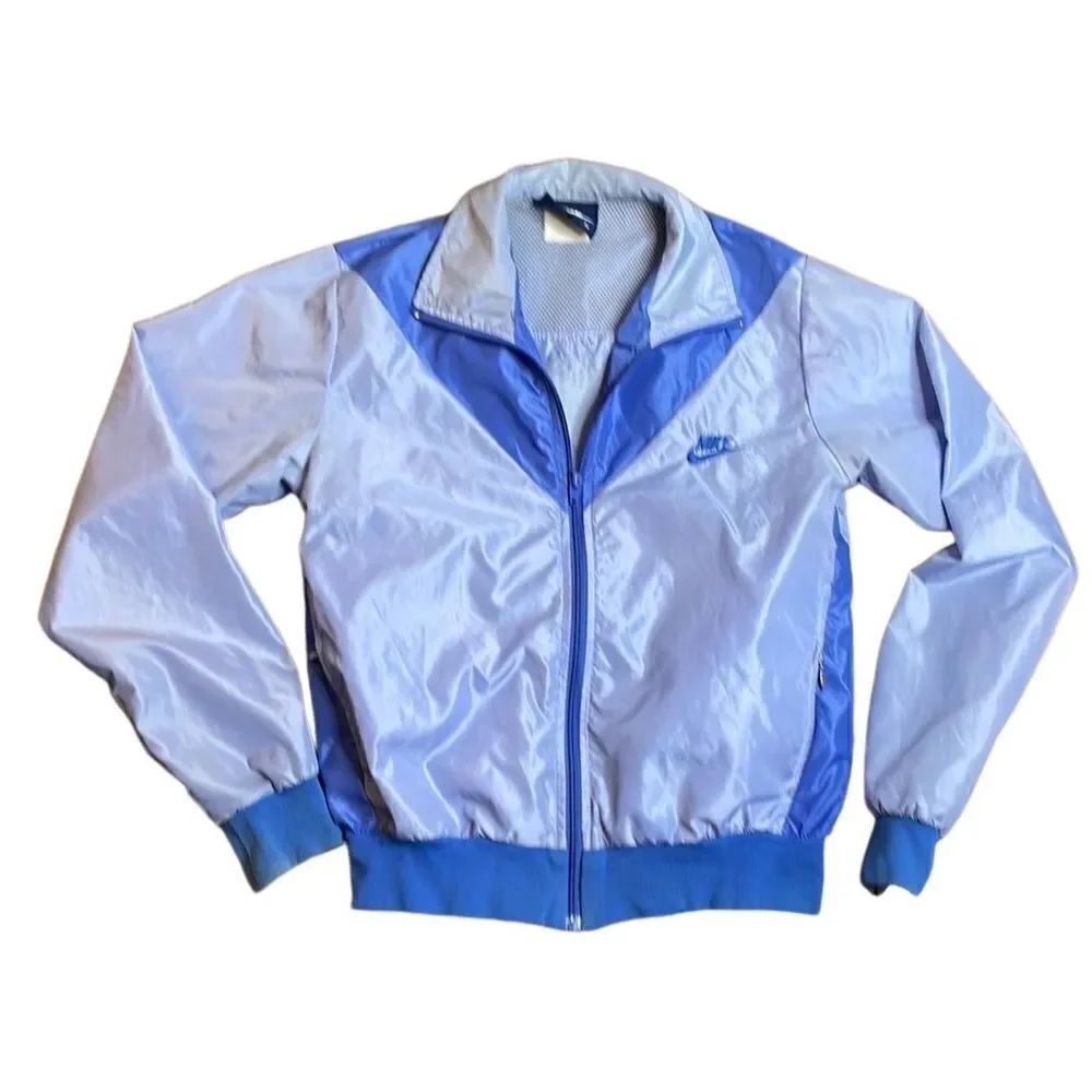80s Vintage Nike Windbreaker Two Tone Blue Zip up Medium